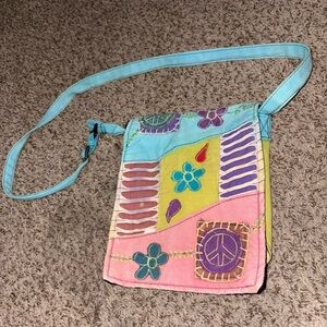 Y2K Groovy hippie patchwork crossbody satchel